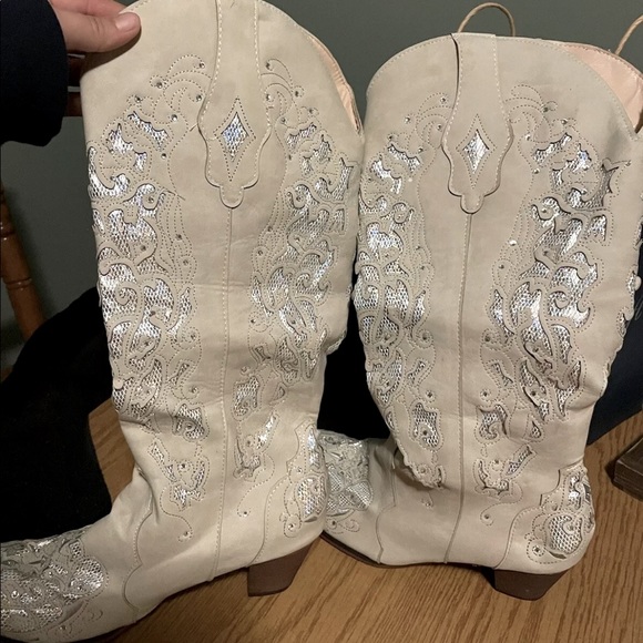Women’s rhinestone wedding cowboy boots - Picture 1 of 5